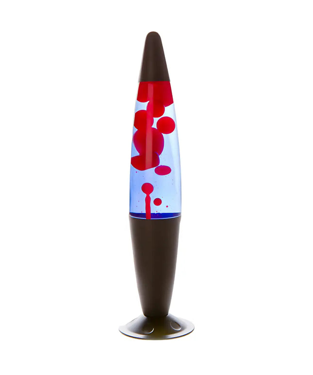 MDI Black Red Blue Lava Lamp – A sleek motion lamp with red lava in blue liquid.