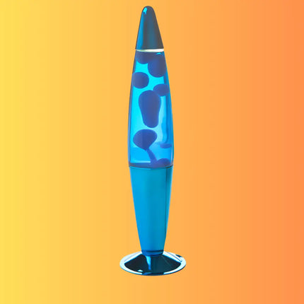 Retro Lava Lamp in Metallic Blue – Swirling blue lava in blue liquid with a stylish metallic blue casing.