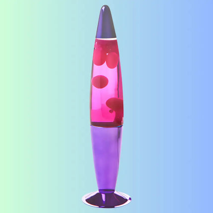 Retro Lava Lamp in Metallic Purple – Swirling pink wax in purple liquid with a sleek metallic purple base.