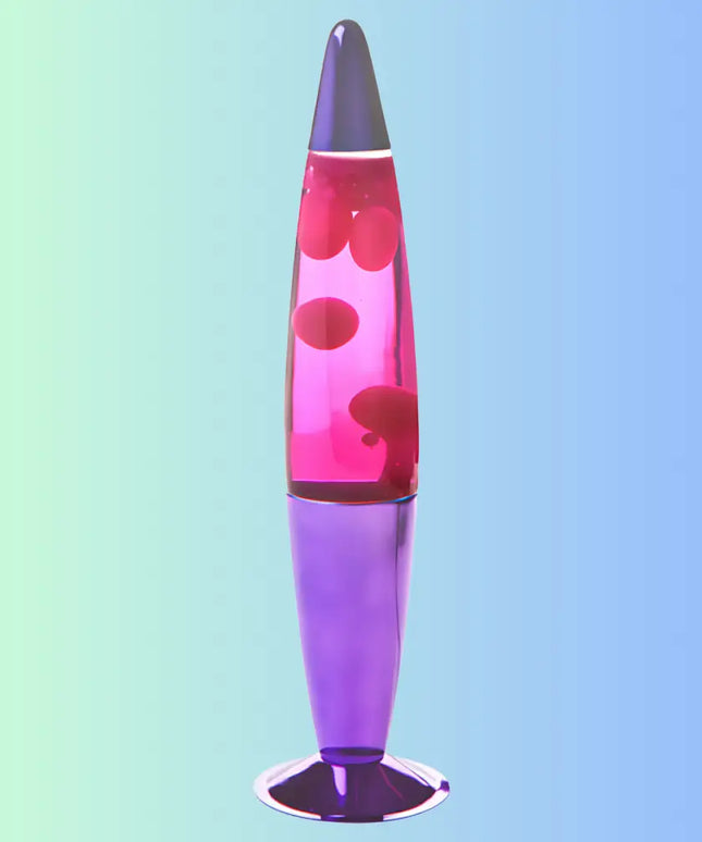 Retro Lava Lamp in Metallic Purple – Swirling pink wax in purple liquid with a sleek metallic purple base.
