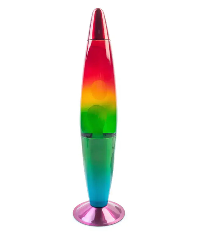 Retro Rainbow Lava Lamp – Hypnotic lava flow in a bold rainbow gradient glass body.