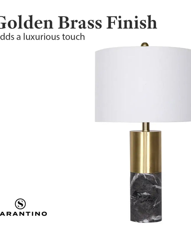 Sarantino Metal and Marble Table Lamp in Black-Home & Garden > Lighting-Koala Lamps and Lighting