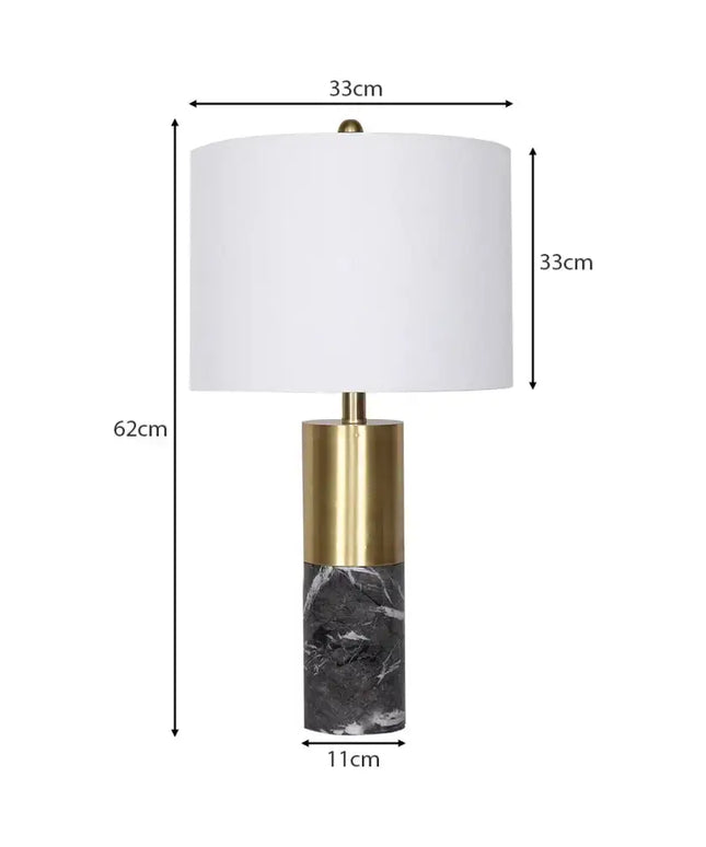 Sarantino Metal and Marble Table Lamp in Black-Home & Garden > Lighting-Koala Lamps and Lighting