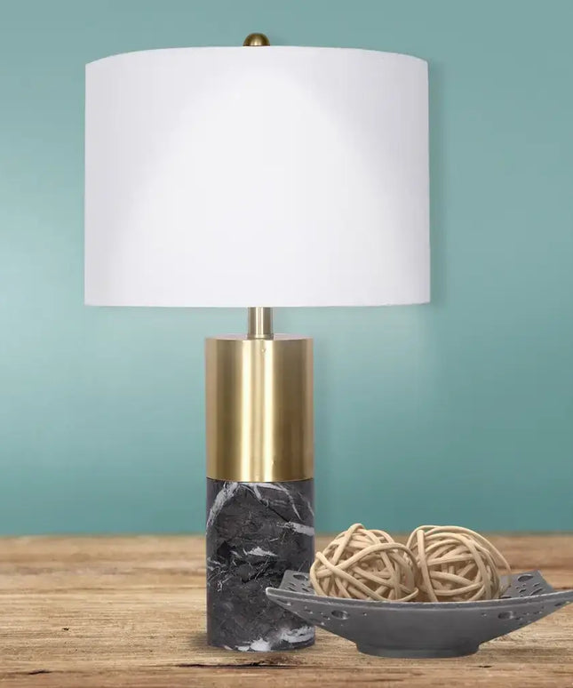 Sarantino Metal and Marble Table Lamp in Black-Home & Garden > Lighting-Koala Lamps and Lighting