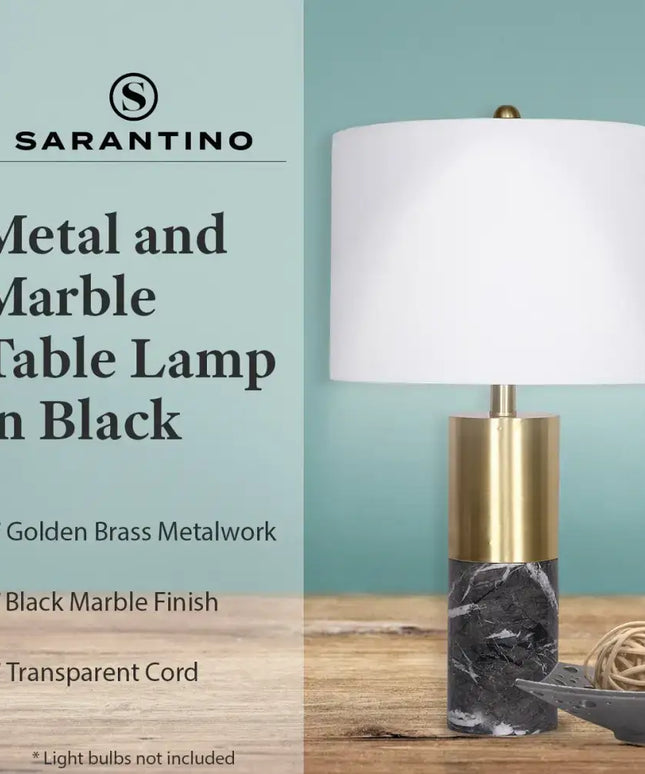 Sarantino Metal and Marble Table Lamp in Black-Home & Garden > Lighting-Koala Lamps and Lighting