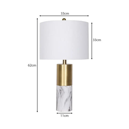Sarantino Metal And Marble Table Lamp - White-Home & Garden > Lighting-Koala Lamps and Lighting