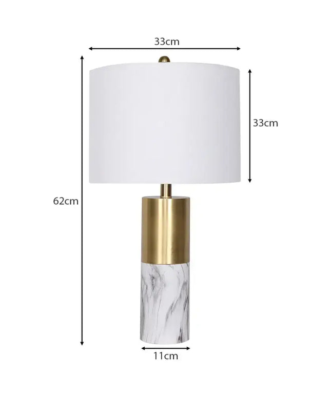 Sarantino Metal And Marble Table Lamp - White-Home & Garden > Lighting-Koala Lamps and Lighting