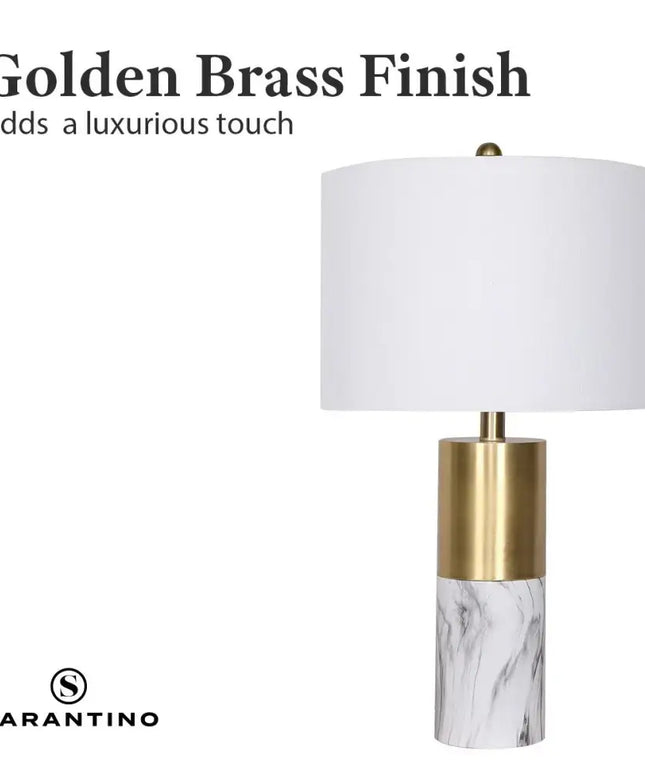 Sarantino Metal And Marble Table Lamp - White-Home & Garden > Lighting-Koala Lamps and Lighting
