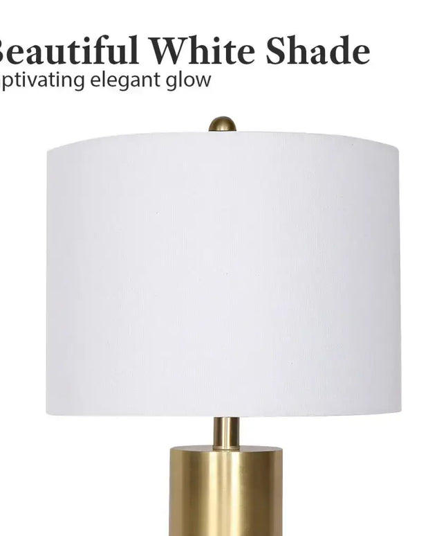 Sarantino Metal And Marble Table Lamp - White-Home & Garden > Lighting-Koala Lamps and Lighting
