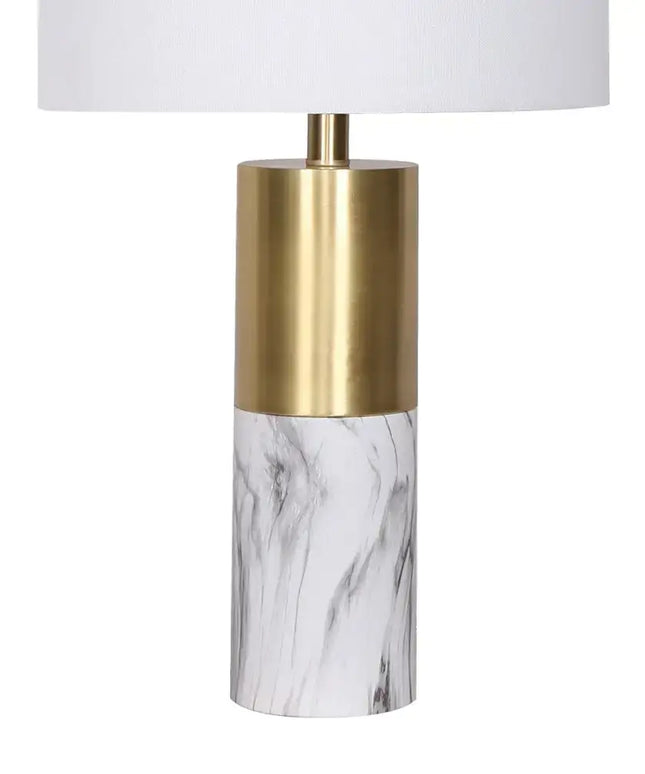 Sarantino Metal And Marble Table Lamp - White-Home & Garden > Lighting-Koala Lamps and Lighting