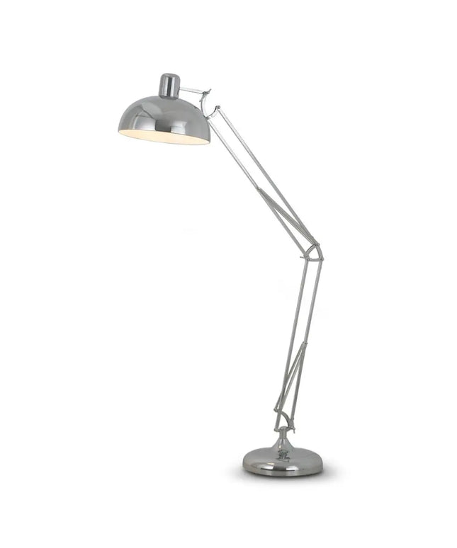 Sarantino Metal Architect Floor Lamp Shade Adjustable Height - Chrome-Home & Garden > Lighting-Koala Lamps and Lighting