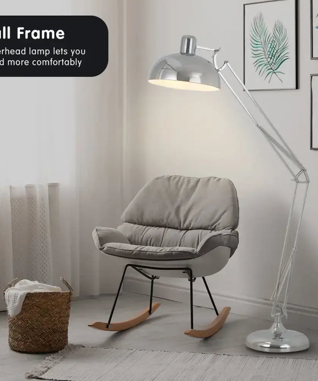 Sarantino Metal Architect Floor Lamp Shade Adjustable Height - Chrome-Home & Garden > Lighting-Koala Lamps and Lighting