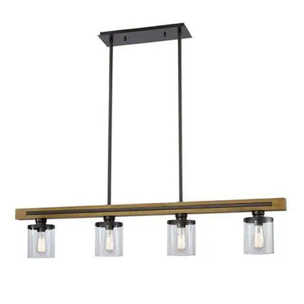 METI Warm Chestnut Wood 4 Light Bar Pendant - METI02-Island Pendant Lights-CLA Lighting