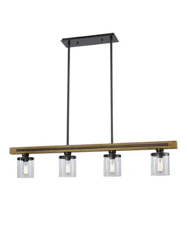 METI Warm Chestnut Wood 4 Light Bar Pendant - METI02-Island Pendant Lights-CLA Lighting