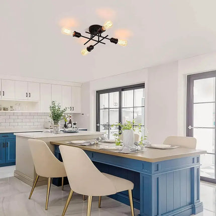 Industrial Semi Flush Mount Chandelier Black - Home & Garden > Lighting