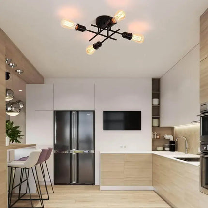 Industrial Semi Flush Mount Chandelier Black - Home & Garden > Lighting