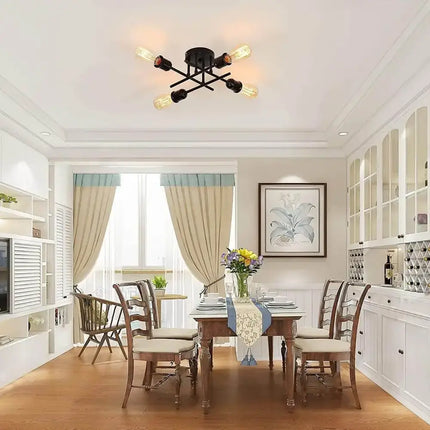 Industrial Semi Flush Mount Chandelier Black - Home & Garden > Lighting