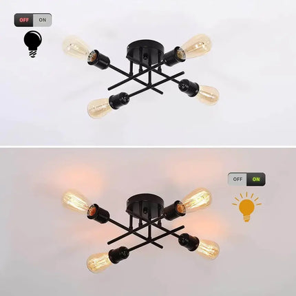 Industrial Semi Flush Mount Chandelier Black - Home & Garden > Lighting