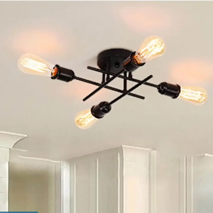 Industrial Semi Flush Mount Chandelier Black - Home & Garden > Lighting