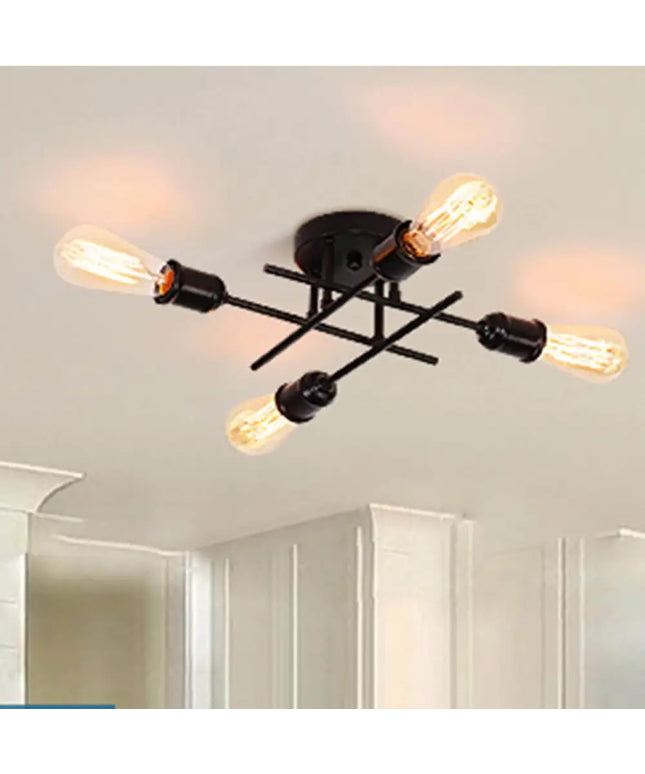 Industrial Semi Flush Mount Chandelier Black - Home & Garden > Lighting