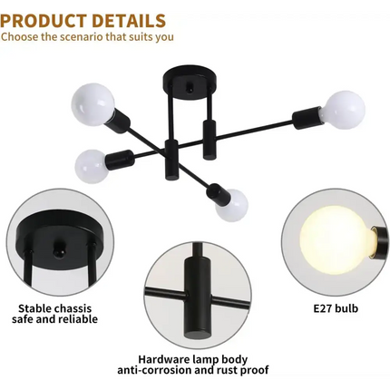 Mid Century Chandelier Modern 4-Light - Home & Garden > Lighting