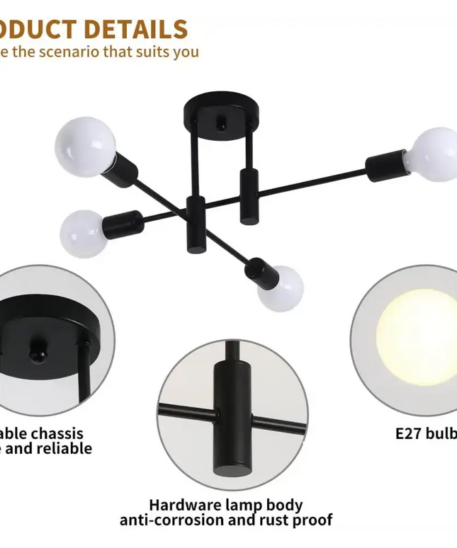 Mid Century Chandelier Modern 4-Light - Home & Garden > Lighting