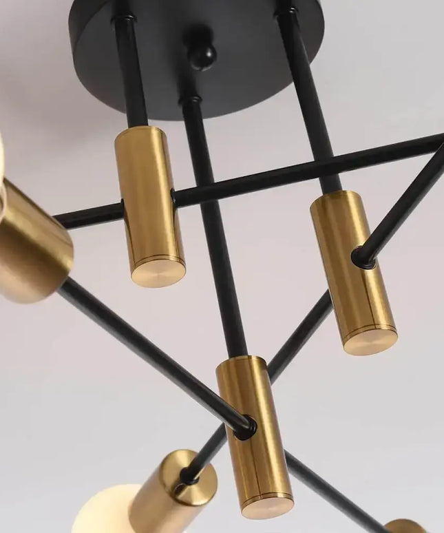 Mid Century Chandelier Modern 6-Light Black & Gold - Home & Garden > Lighting