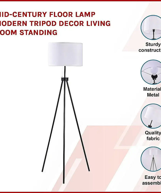 Mid-Century Floor Lamp Modern Tripod Decor Living Room Standing-Home & Garden > Lighting-Koala Lamps and Lighting