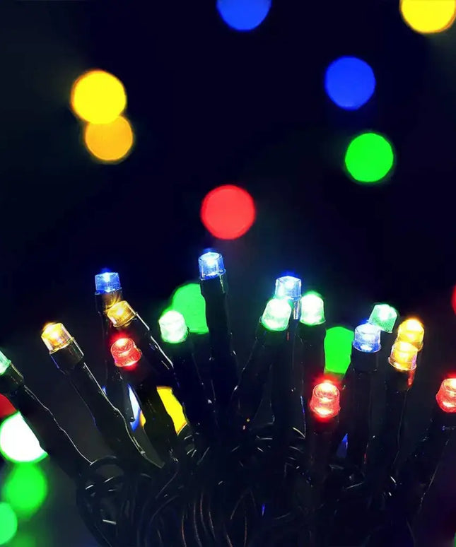 Colorful LED string lights in the Milano Decor Outdoor Fairy Lights product photo