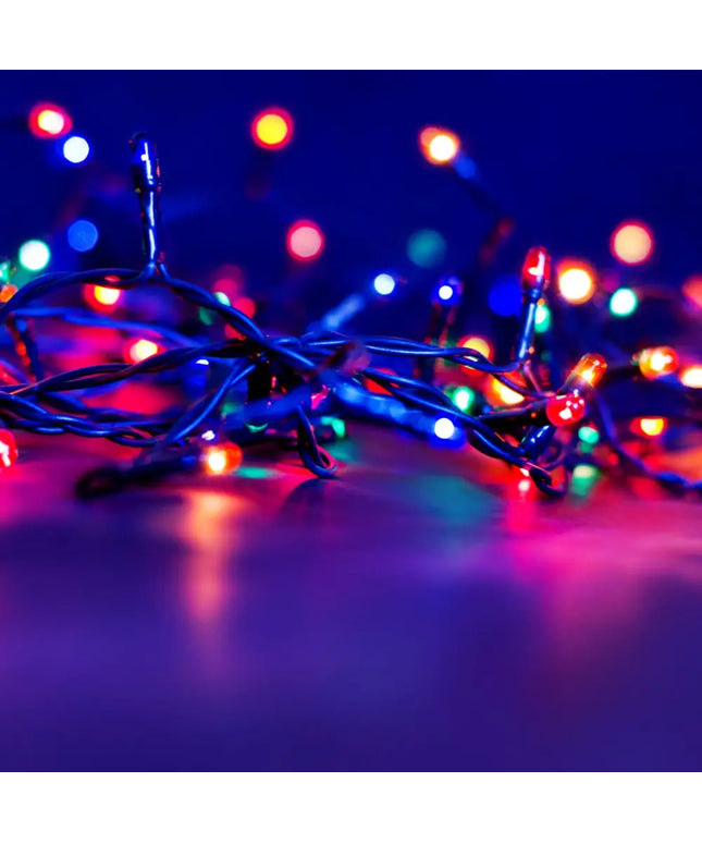 Colorful string of Christmas lights for outdoor decorating in Milano Decor LED fairy lights