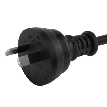 Black Australian power plug for Milano Decor Outdoor LED Fairy Lights in multicoloured display