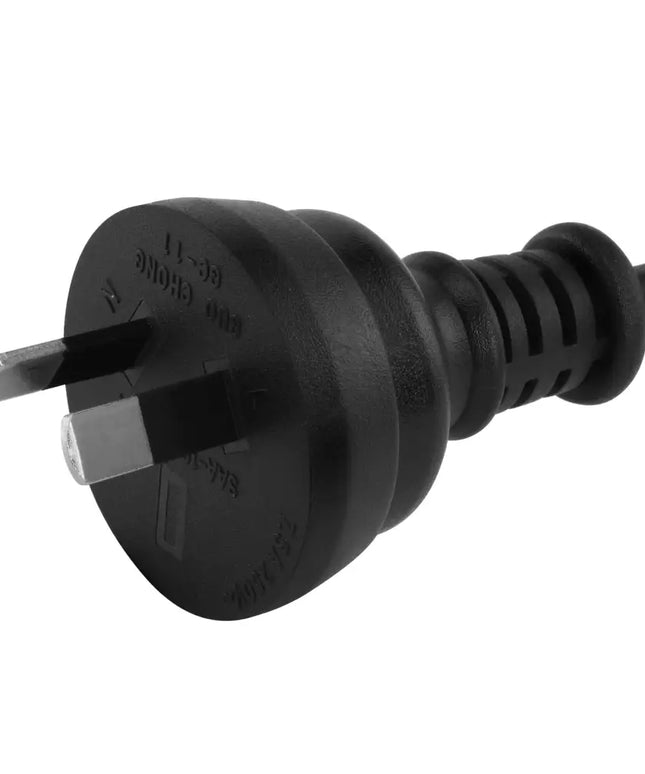 Black Australian power plug for Milano Decor Outdoor LED Fairy Lights in multicoloured display