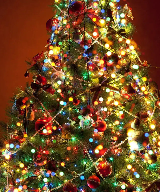 Decorated Christmas tree with colorful lights featuring Milano Decor Outdoor LED Fairy Lights