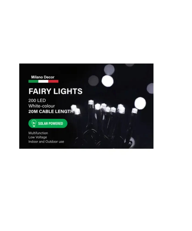 Milano Decor Solar Powered Outdoor Fairy Lights - White - 200 Lights-Home & Garden > Lighting-Dropli