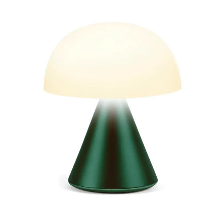 Green mushroom-shaped Mina Mini LED Lamp with a glowing dome for ambient lighting