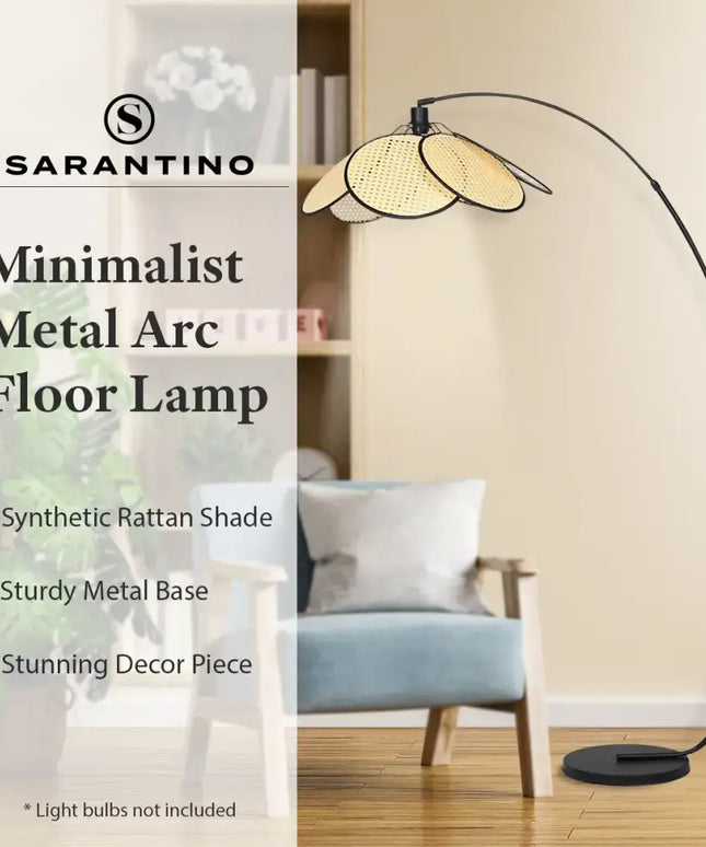 Sarantino Minimalist Synthetic Rattan Floor Lamp-Home & Garden > Lighting-Koala Lamps and Lighting