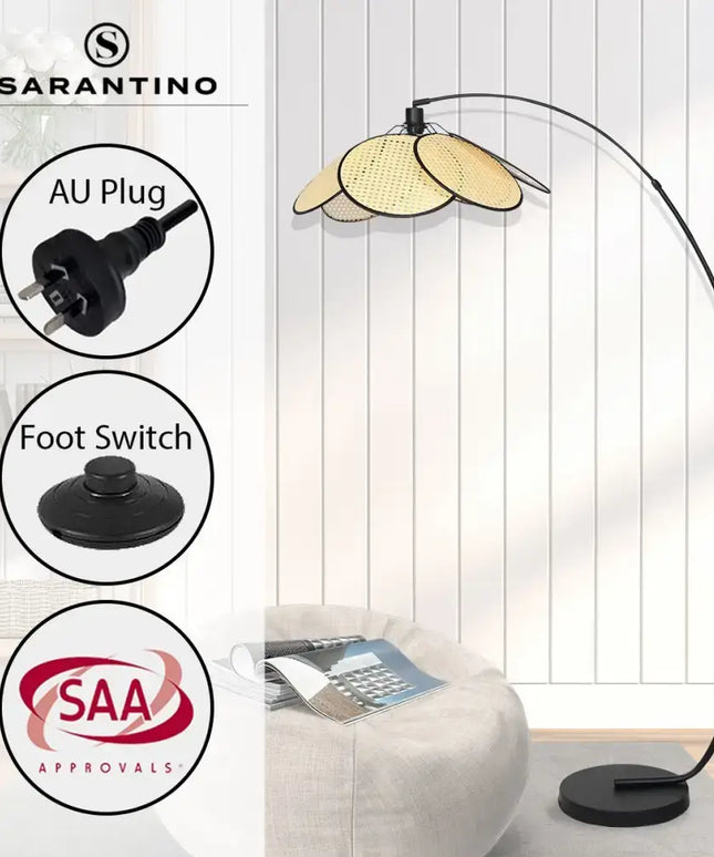 Sarantino Minimalist Synthetic Rattan Floor Lamp-Home & Garden > Lighting-Koala Lamps and Lighting