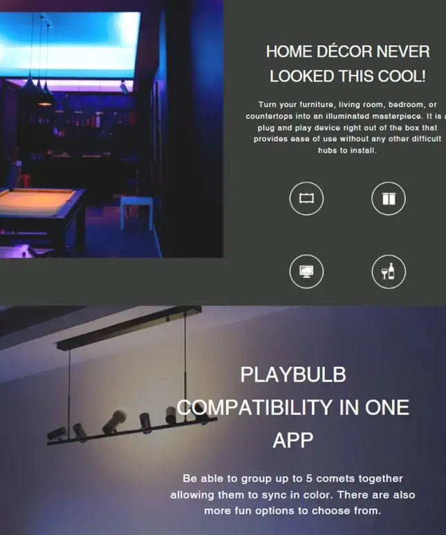 Mipow Playbulb Comet Smart Bluetooth LED Colour Light Strip Kit 2M-Occasions > Party Lights-Koala Lamps and Lighting