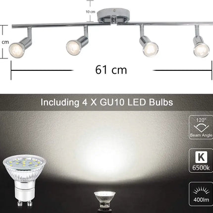 Modern 4 Light Track Lighting Kit LED (Chrome) - Home & Garden > Lighting