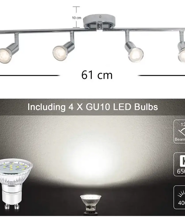 Modern 4 Light Track Lighting Kit LED (Chrome) - Home & Garden > Lighting