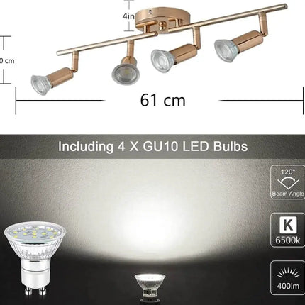 Modern 4-Light Track Lighting Kit LED (Gold) - Home & Garden > Lighting