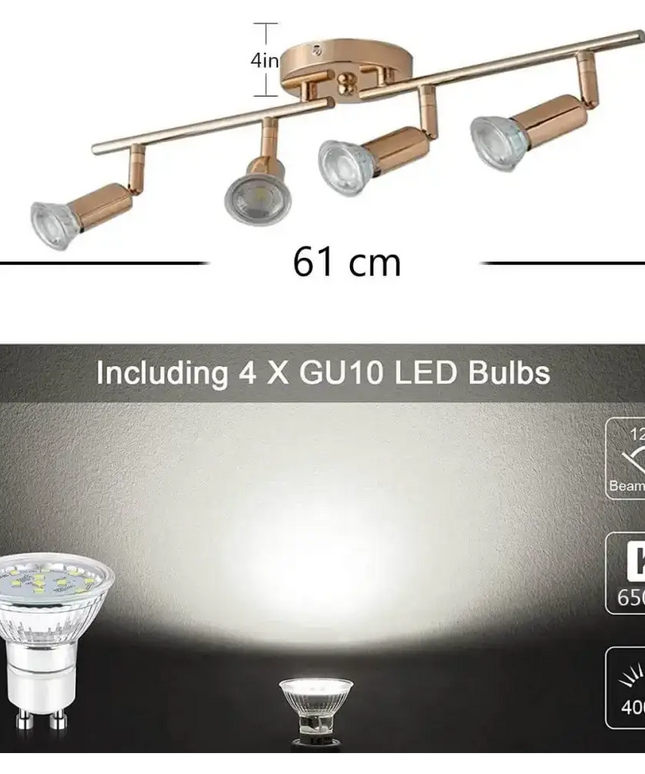 Modern 4-Light Track Lighting Kit LED (Gold) - Home & Garden > Lighting