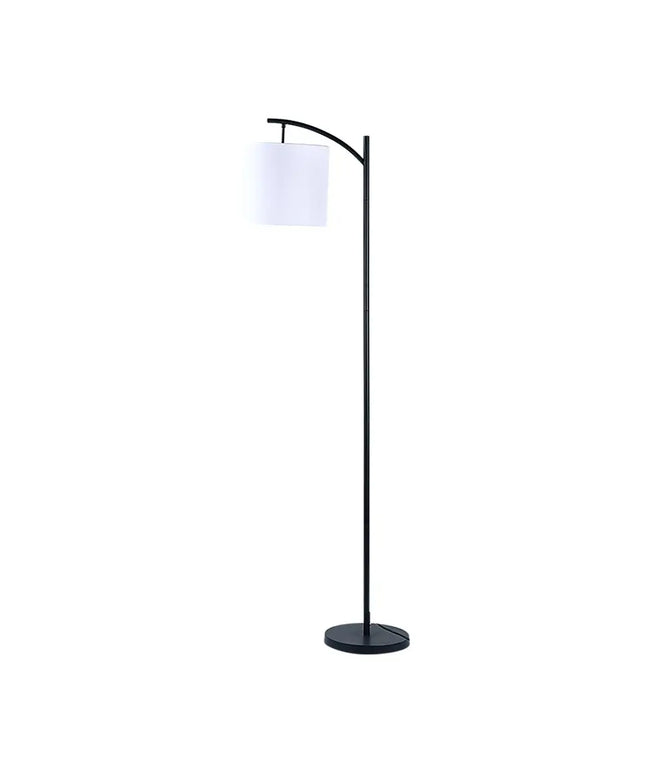 Modern Black Floor Lamp with White Shade & Foot Switch-Lamps-Dropli