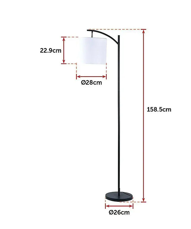 Modern Black Floor Lamp with White Shade & Foot Switch-Lamps-Dropli