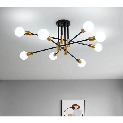 Modern Black Gold Ceiling Light 8 Lights - Home & Garden > Lighting