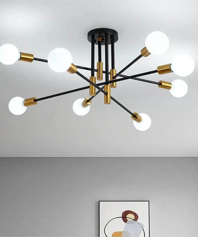 Modern Black Gold Ceiling Light 8 Lights - Home & Garden > Lighting