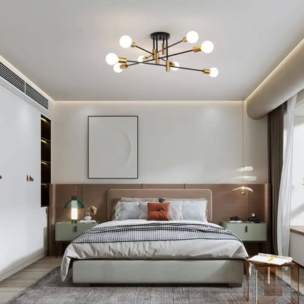 Modern Black Gold Ceiling Light 8 Lights - Home & Garden > Lighting