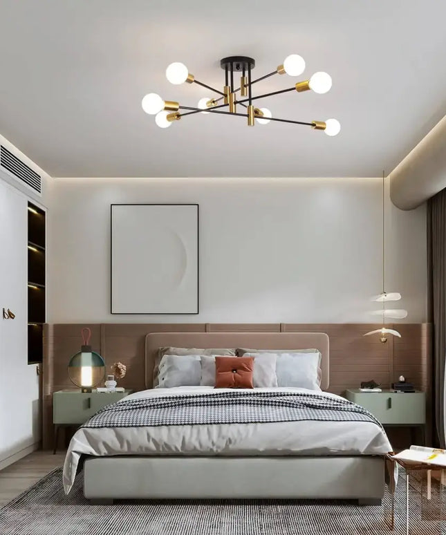 Modern Black Gold Ceiling Light 8 Lights - Home & Garden > Lighting