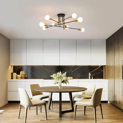 Modern Black Gold Ceiling Light 8 Lights - Home & Garden > Lighting
