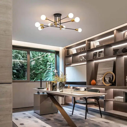 Modern Black Gold Ceiling Light 8 Lights - Home & Garden > Lighting